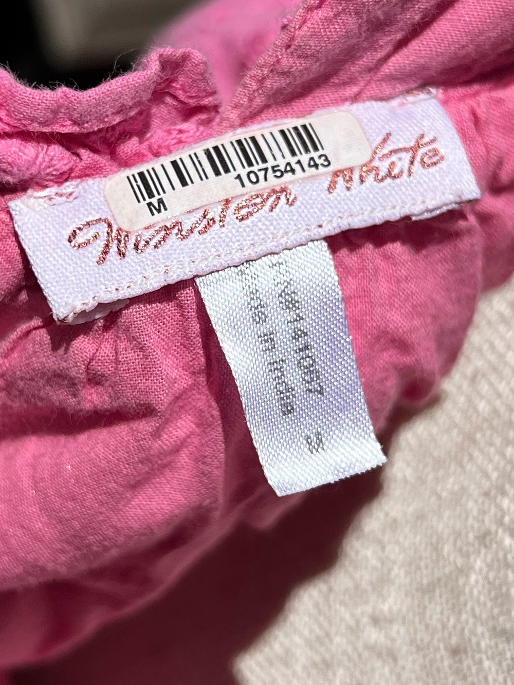 🌻Winston White Pink Francesca Mini Dress Eyelet Lace Tiered Ruffle Size Medium - Picture 6 of 7